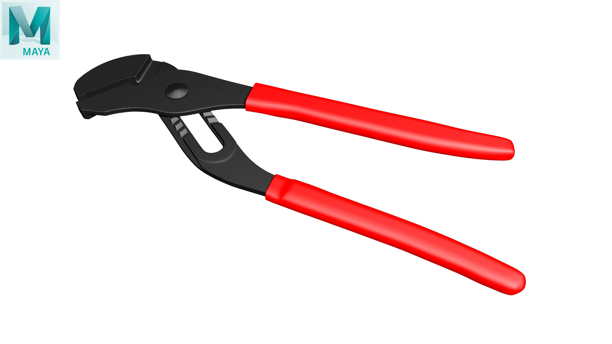 Adjastable joint pliers serrated jaws Low-poly 3D model_29