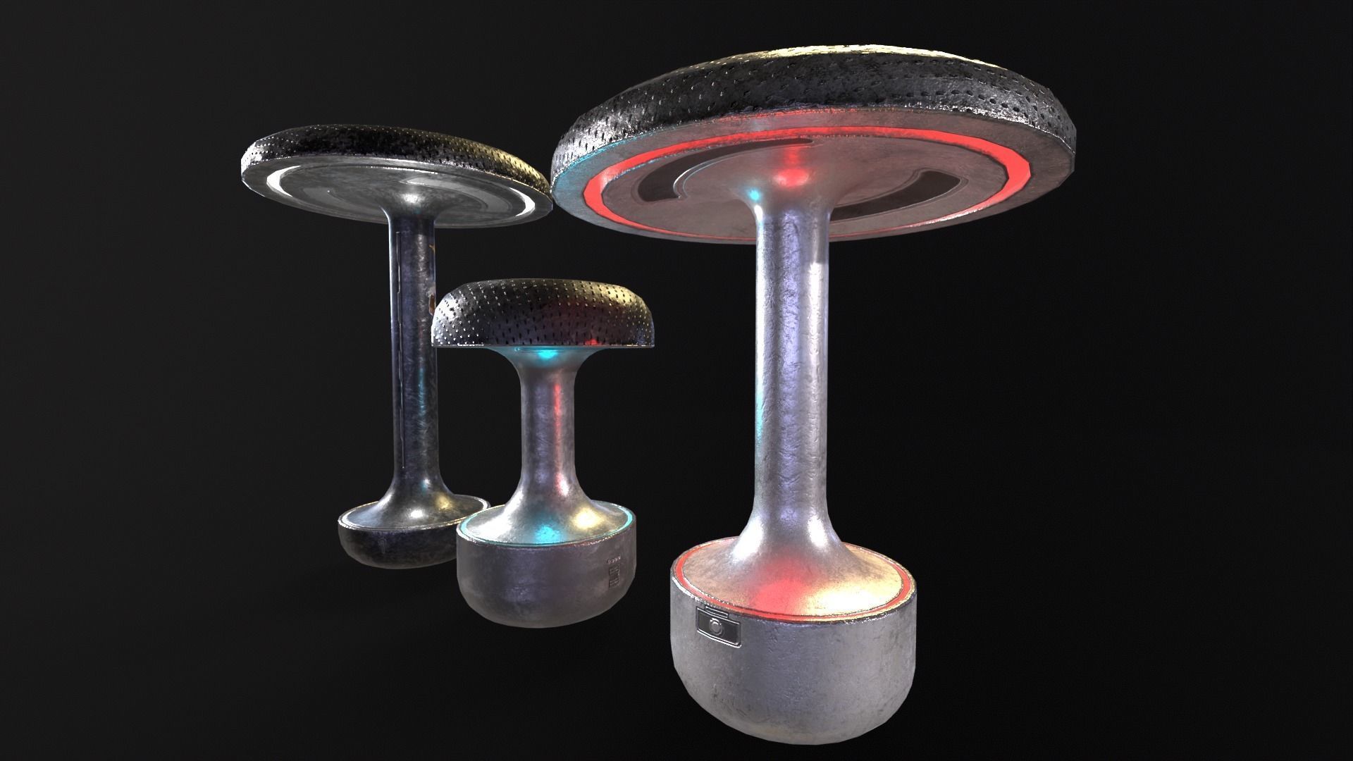 Sci-Fi Lamps Low-poly 3D model_11