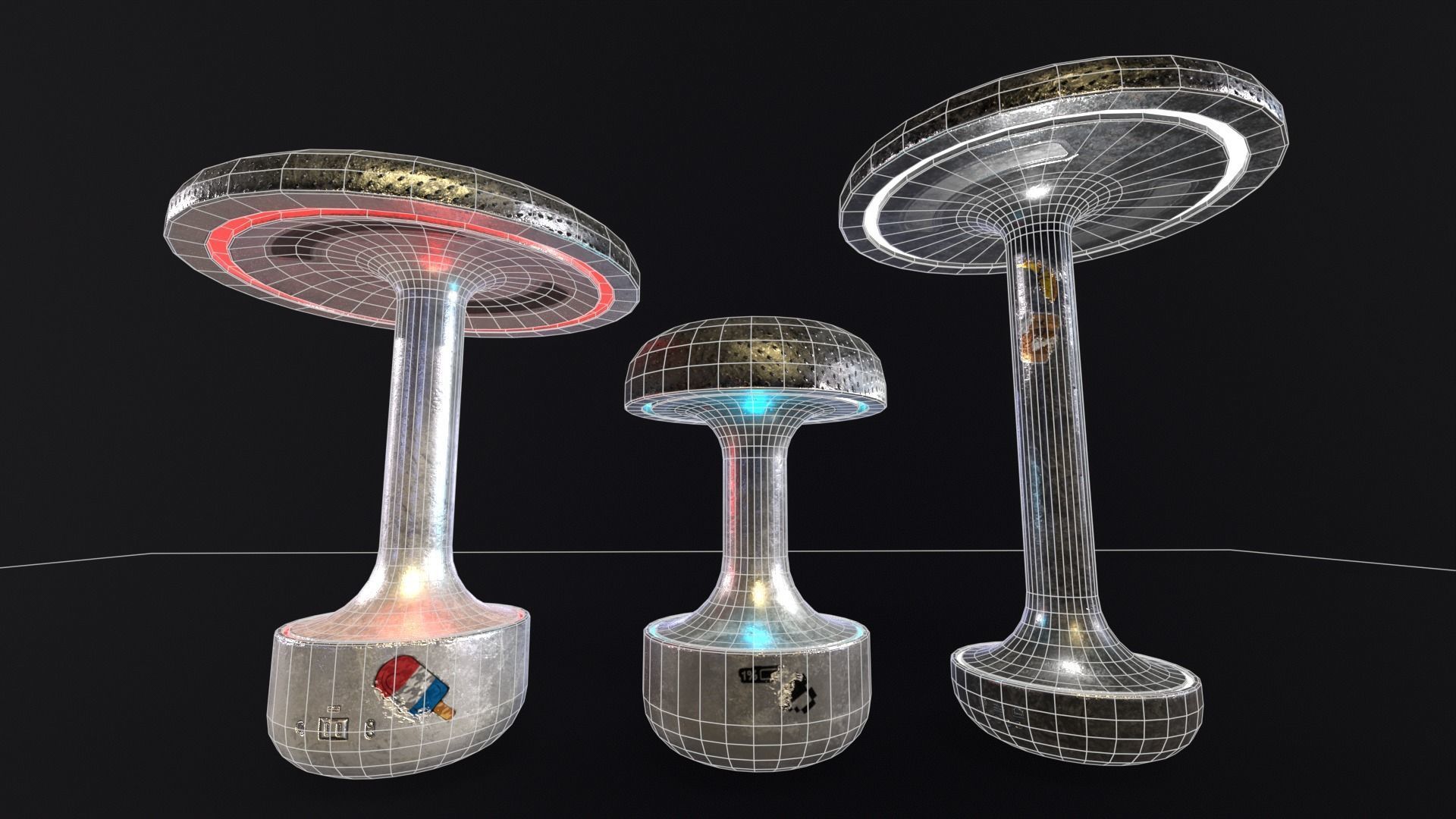 Sci-Fi Lamps Low-poly 3D model_12