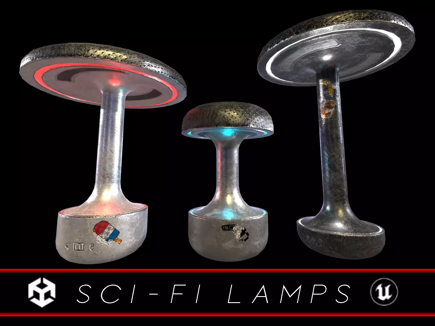 Sci-Fi Lamps Low-poly 3D model_0