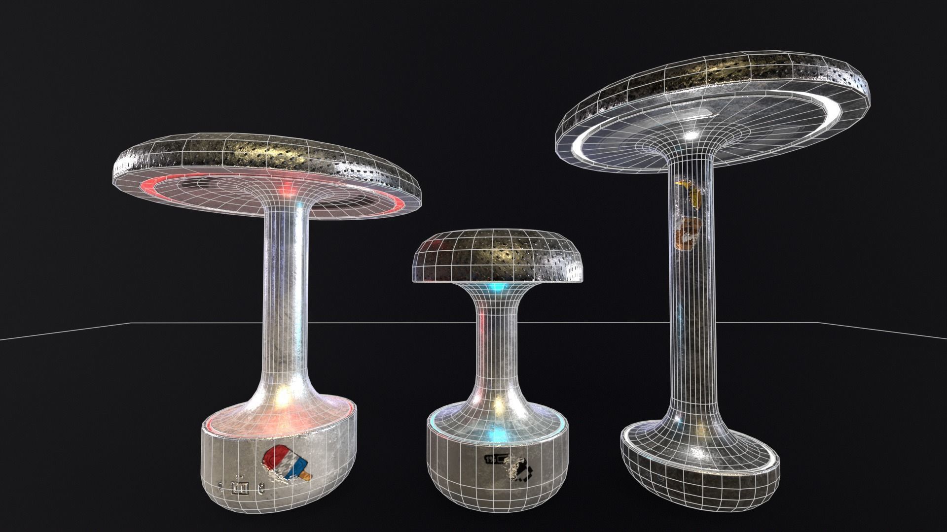 Sci-Fi Lamps Low-poly 3D model_2