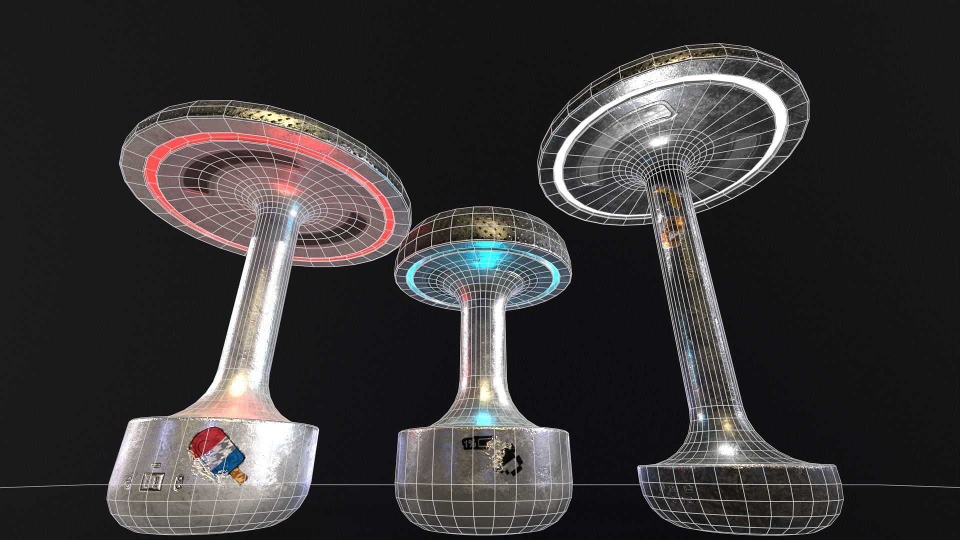 Sci-Fi Lamps Low-poly 3D model_5