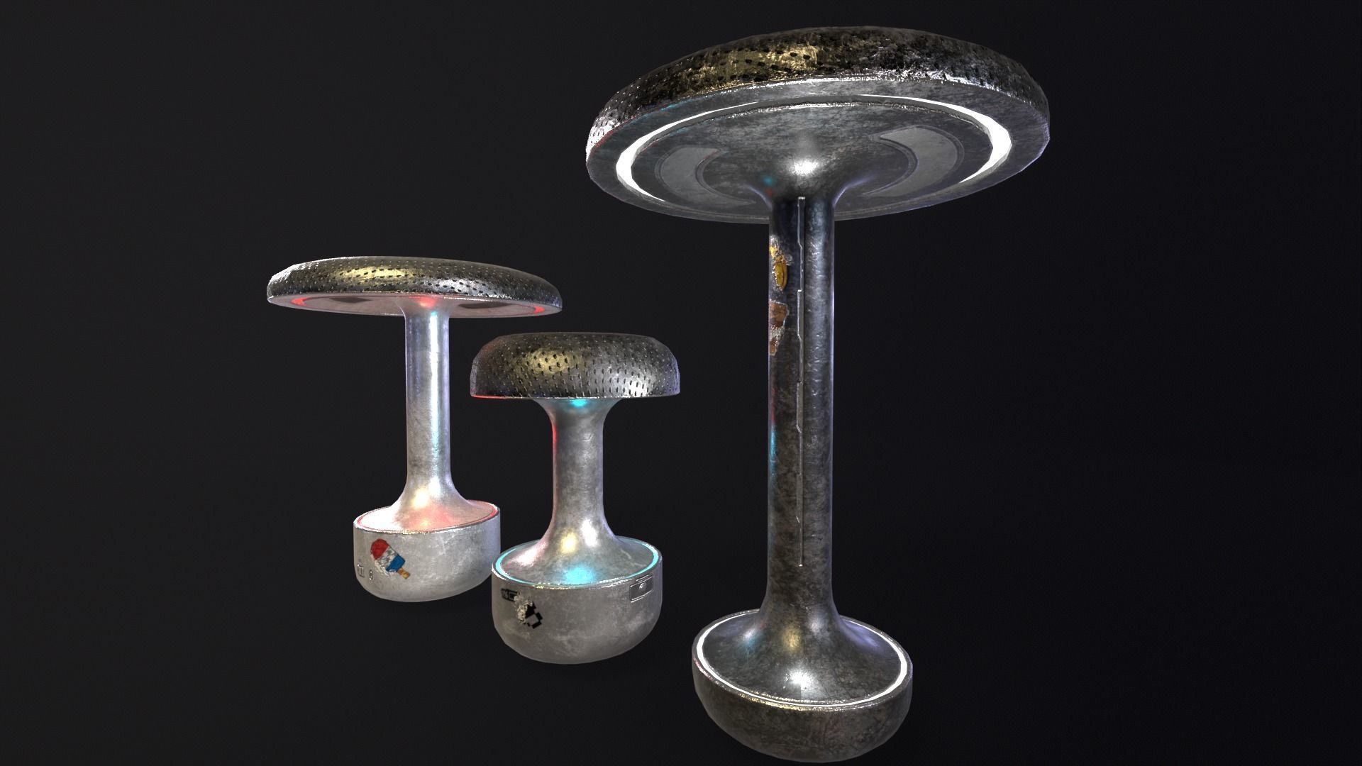 Sci-Fi Lamps Low-poly 3D model_6