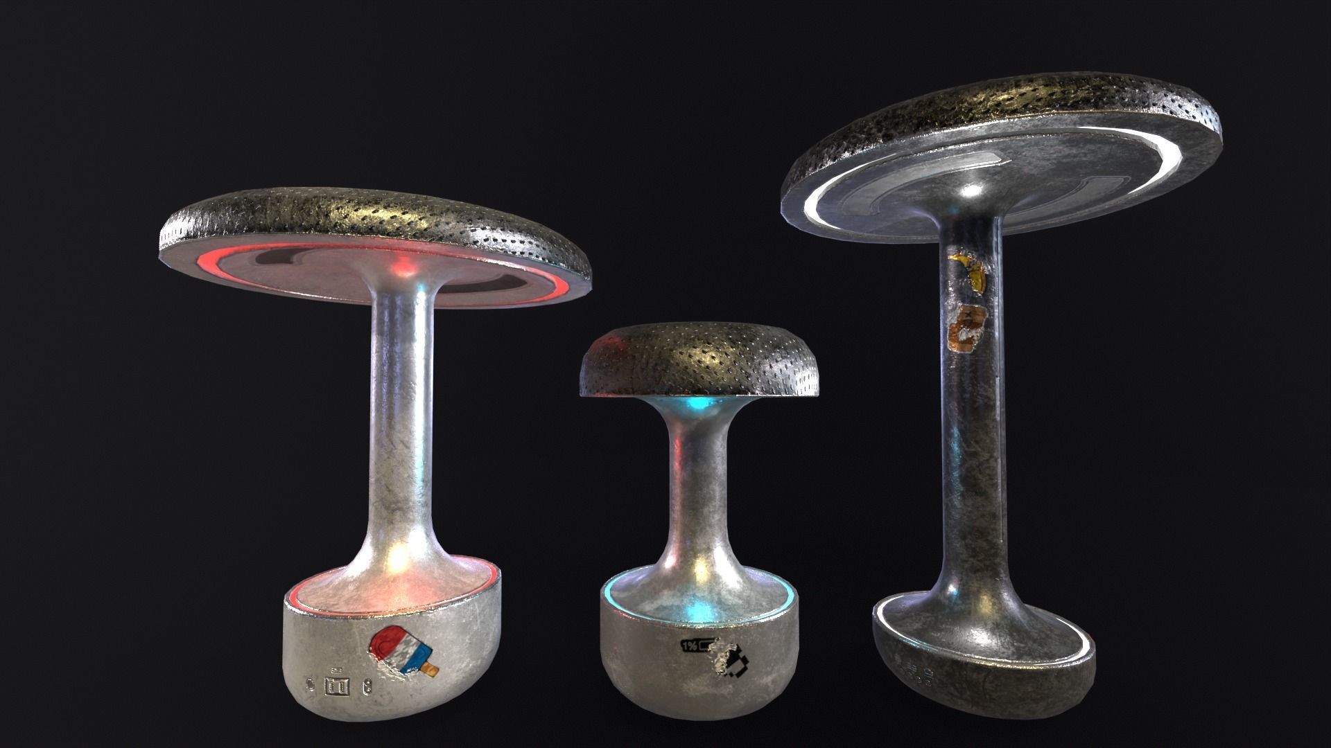 Sci-Fi Lamps Low-poly 3D model_13