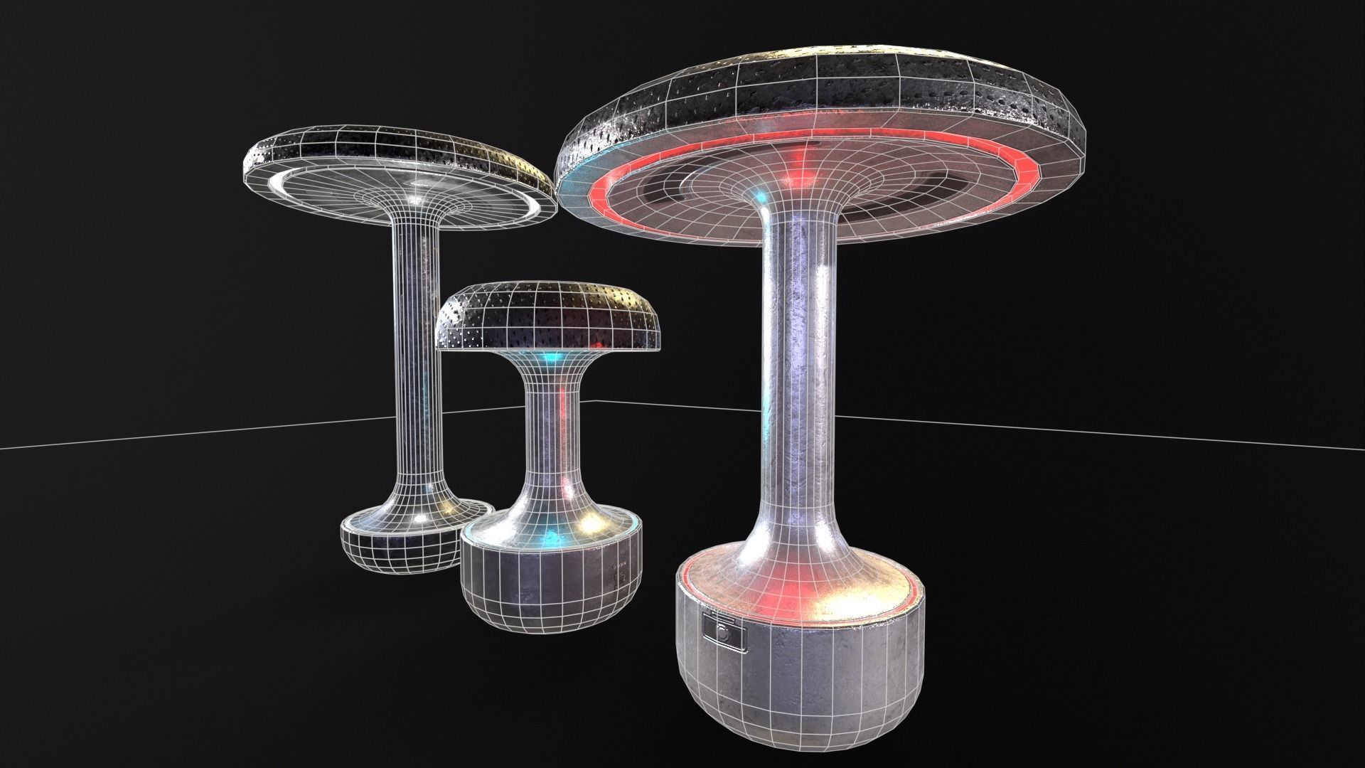 Sci-Fi Lamps Low-poly 3D model_10