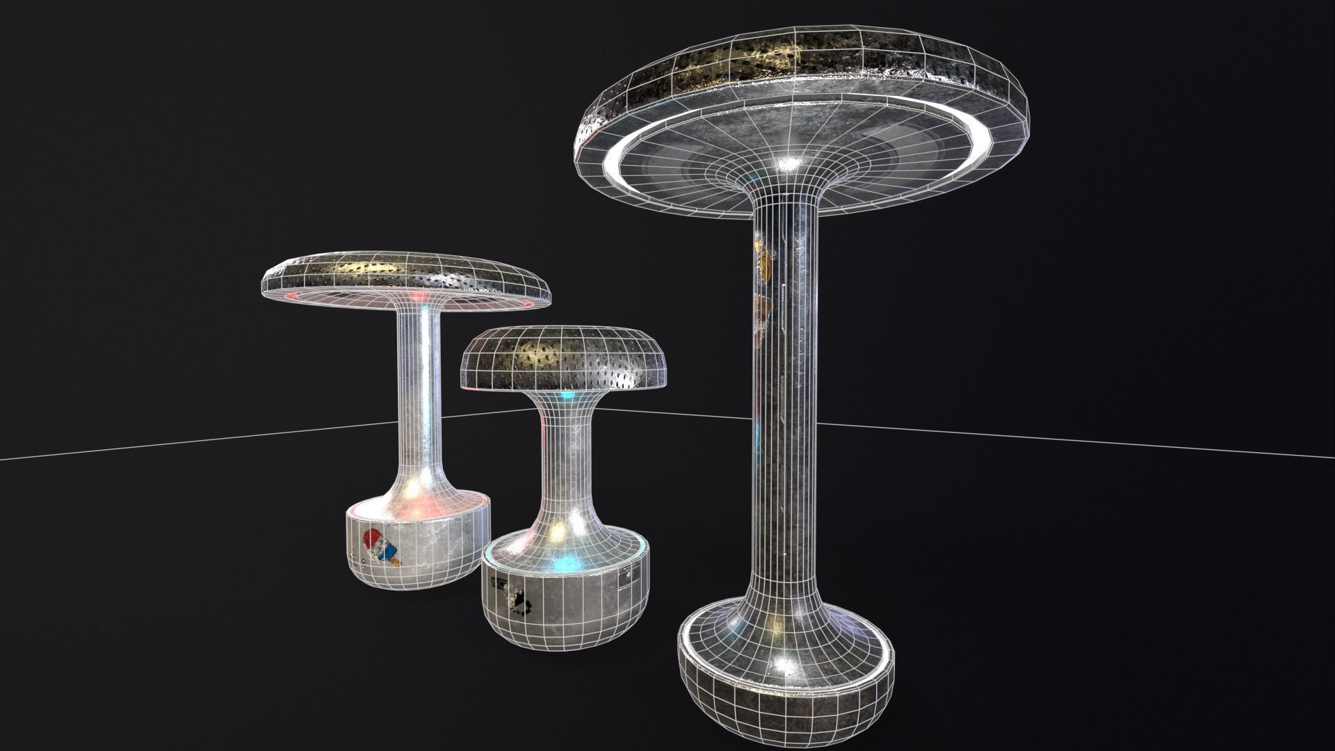 Sci-Fi Lamps Low-poly 3D model_7