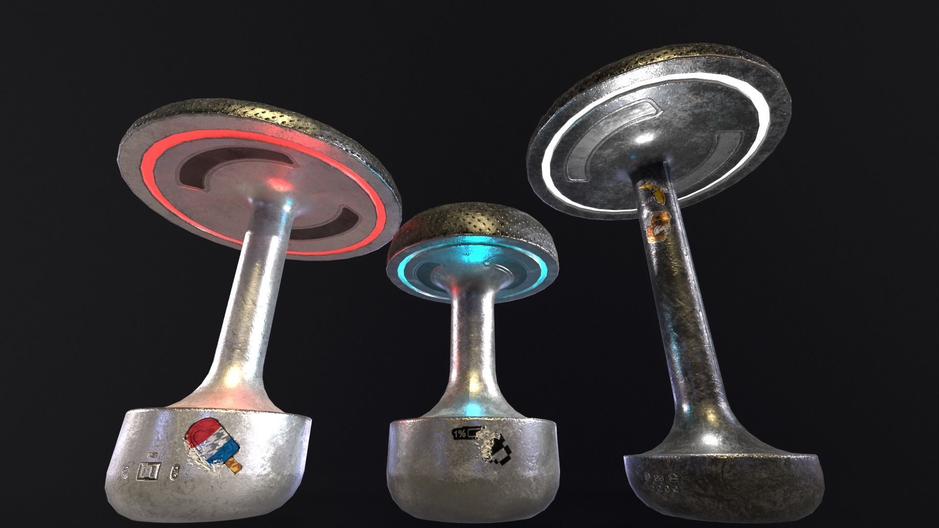 Sci-Fi Lamps Low-poly 3D model_3