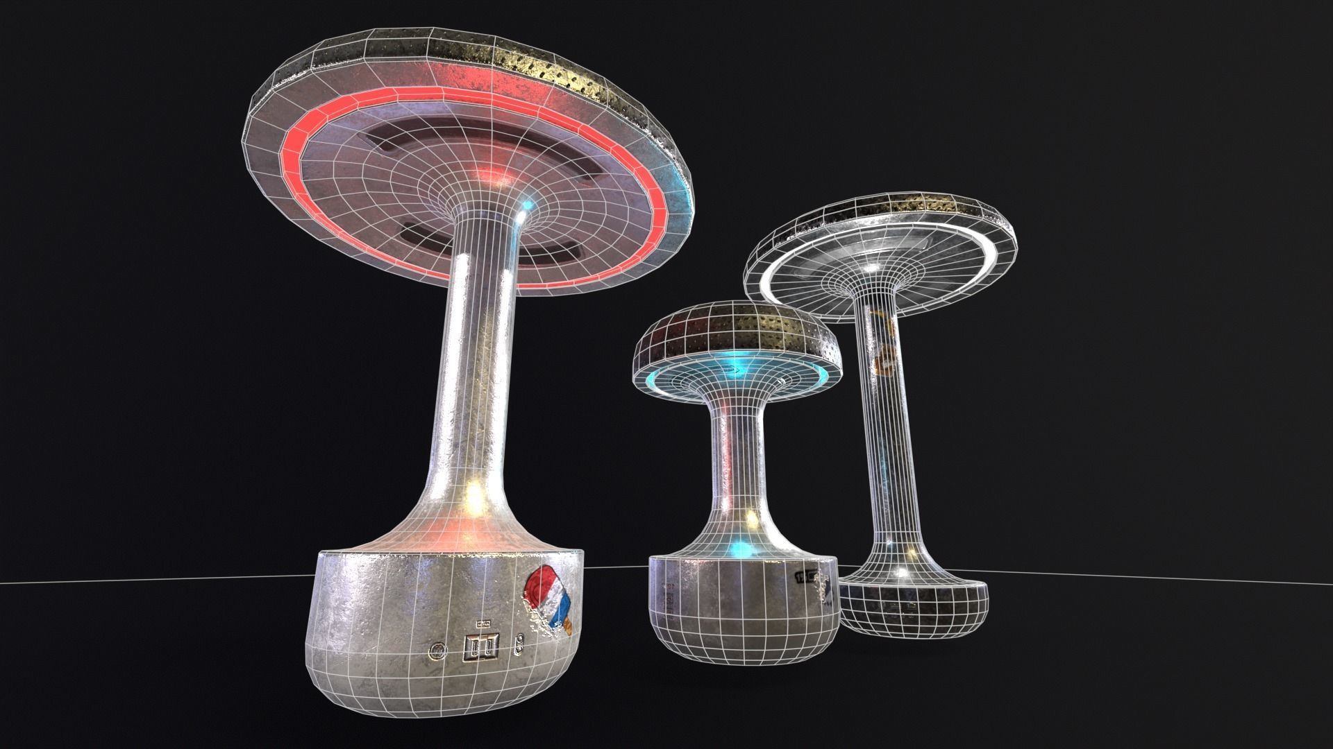 Sci-Fi Lamps Low-poly 3D model_14