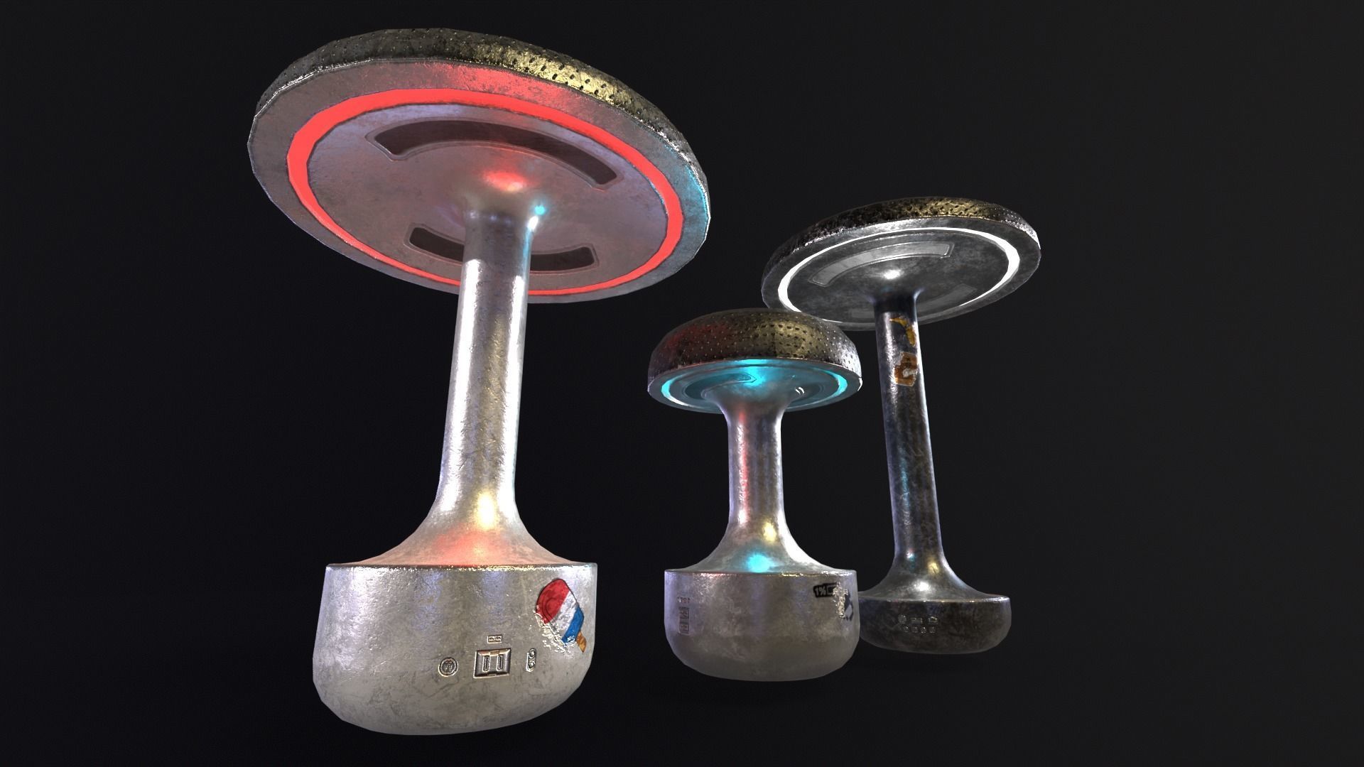 Sci-Fi Lamps Low-poly 3D model_15