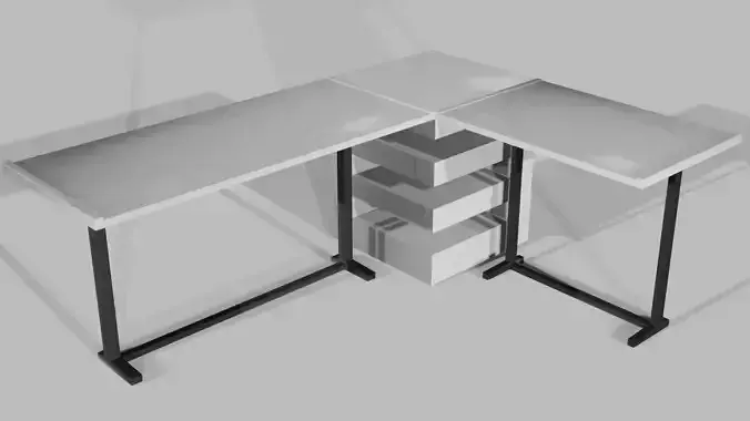 Marble L-Shaped Desk