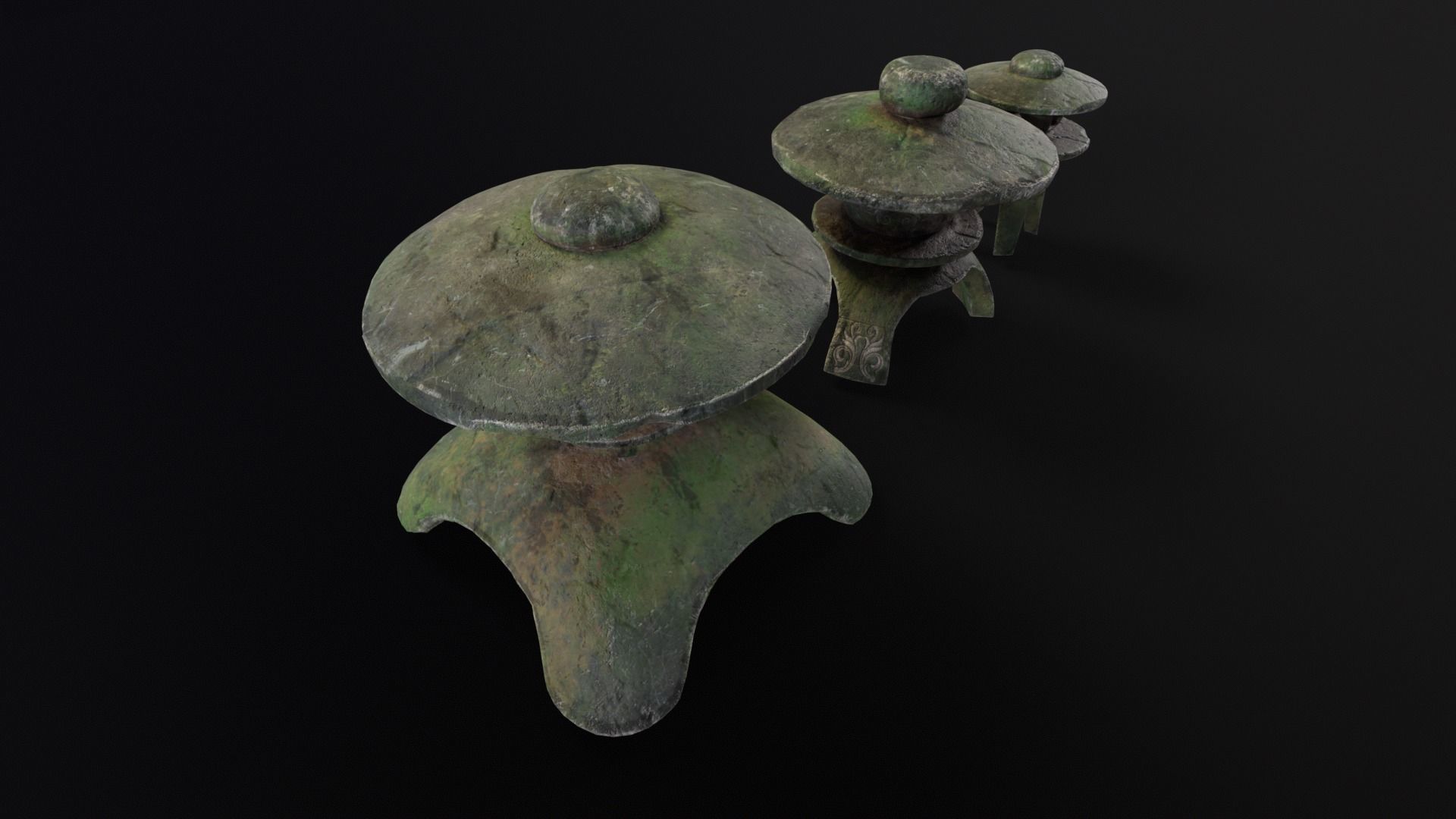 Forest Three Japanese Lanterns Low-poly 3D model_12