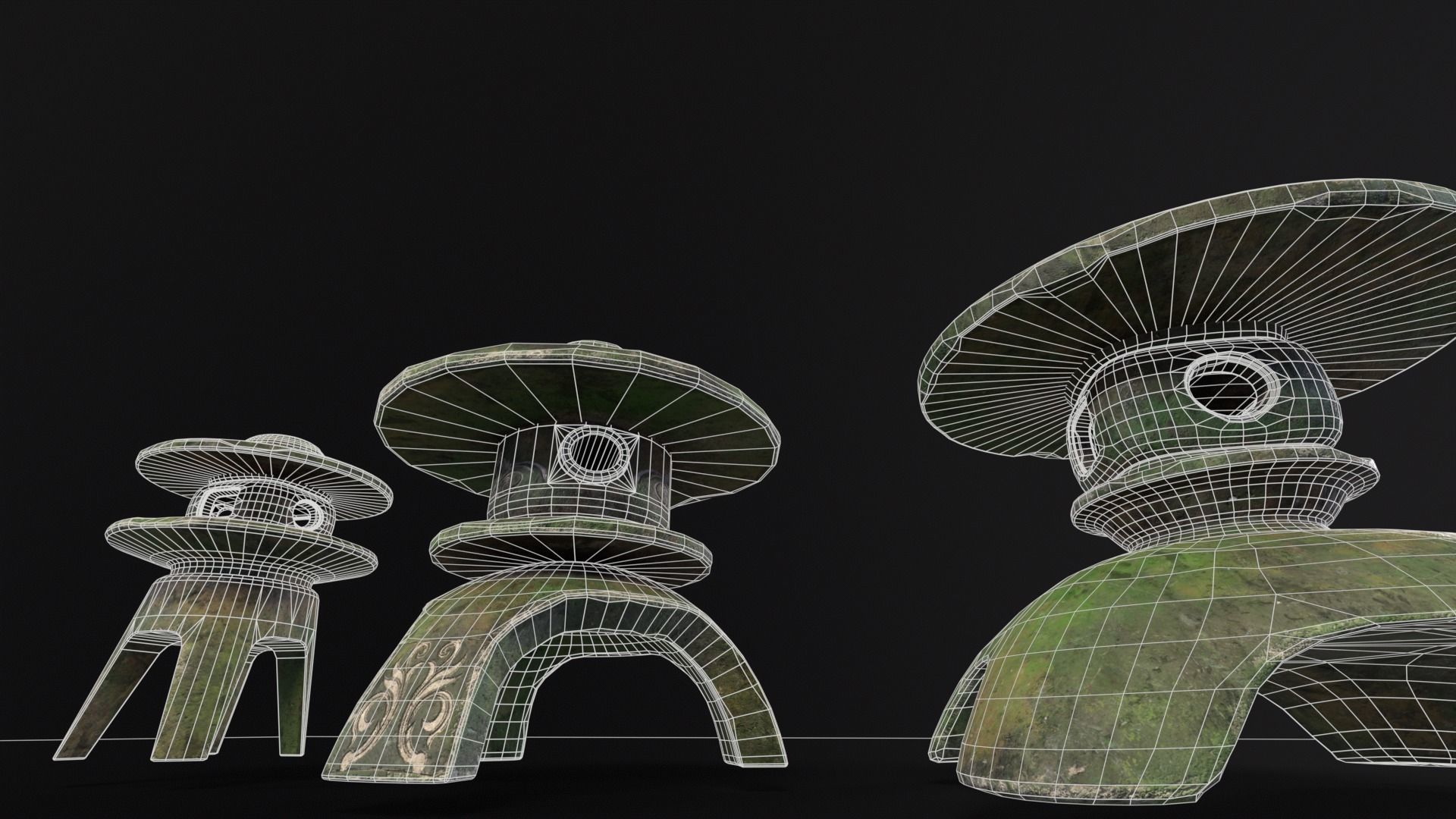 Forest Three Japanese Lanterns Low-poly 3D model_17