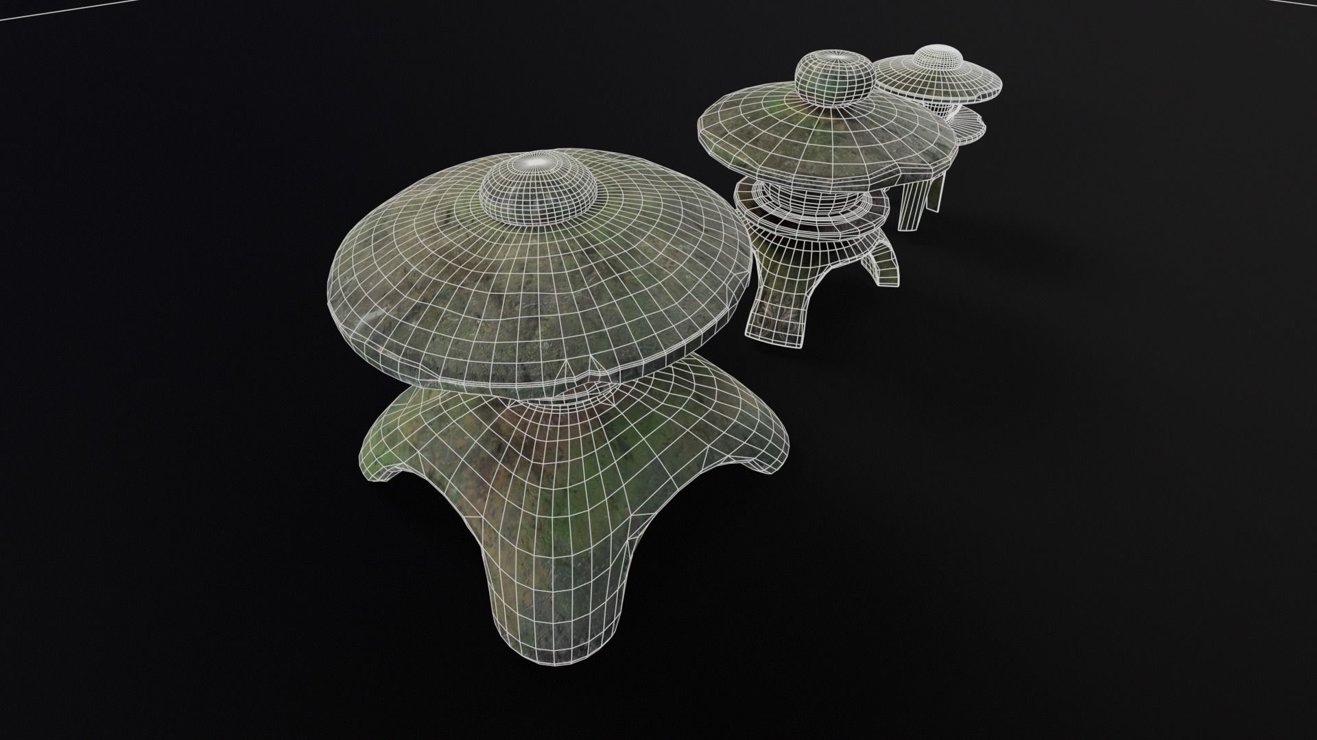 Forest Three Japanese Lanterns Low-poly 3D model_13