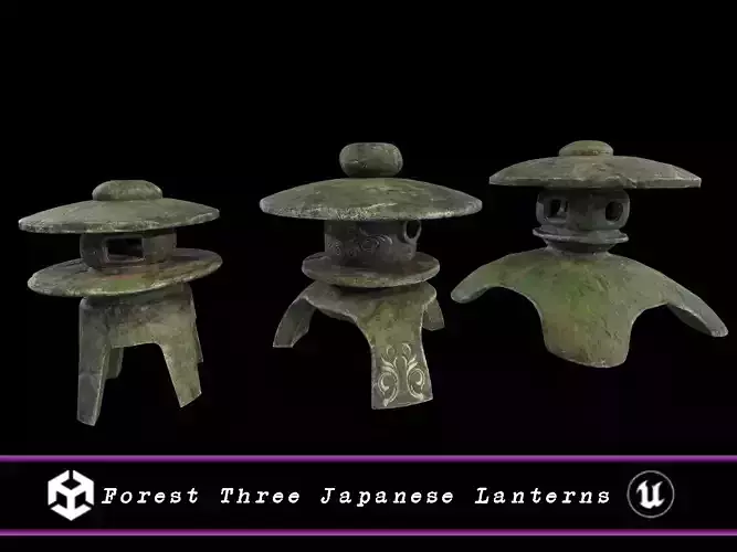 Forest Three Japanese Lanterns
