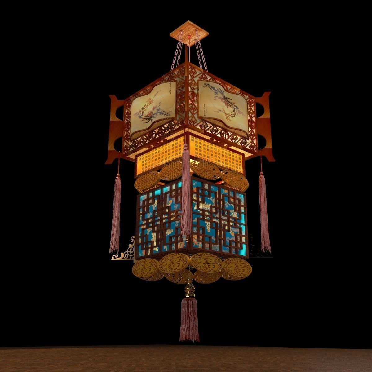 Chinese palace lantern 3D model_5