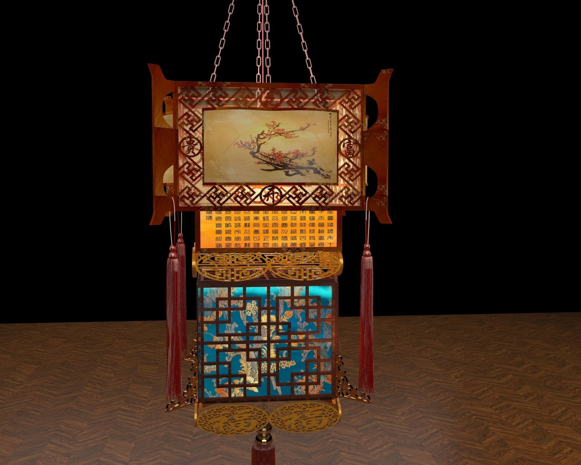 Chinese palace lantern 3D model_2