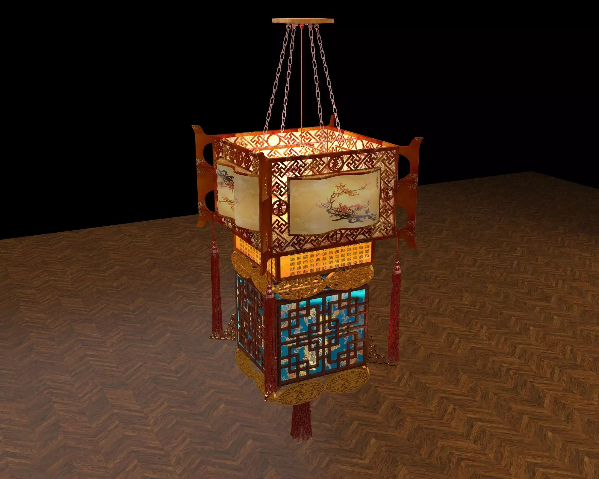 Chinese palace lantern 3D model_0