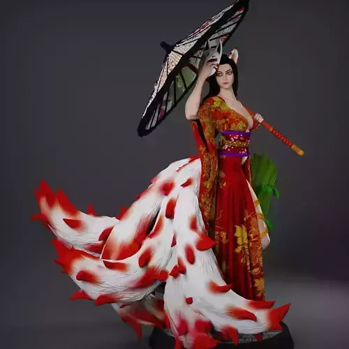 Kitsune - The Asian Fox-Woman 3D print model