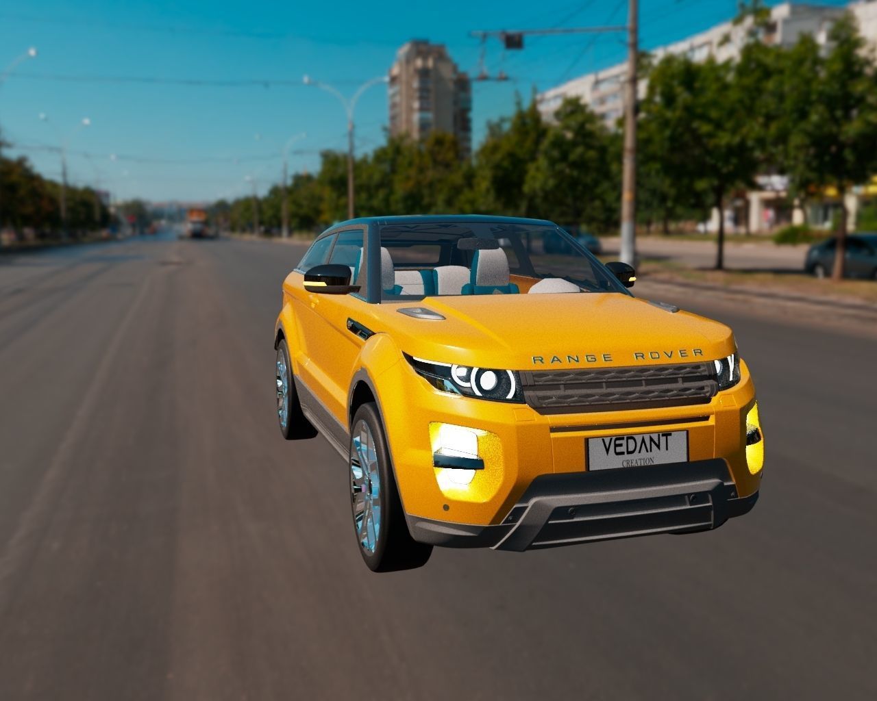 Yellow Range Rover Car  3D model_5