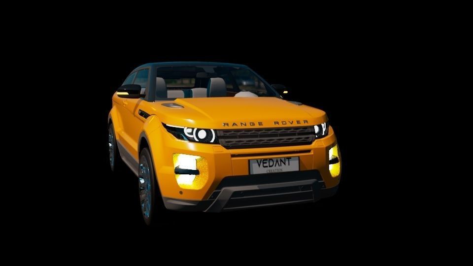 Yellow Range Rover Car  3D model_8