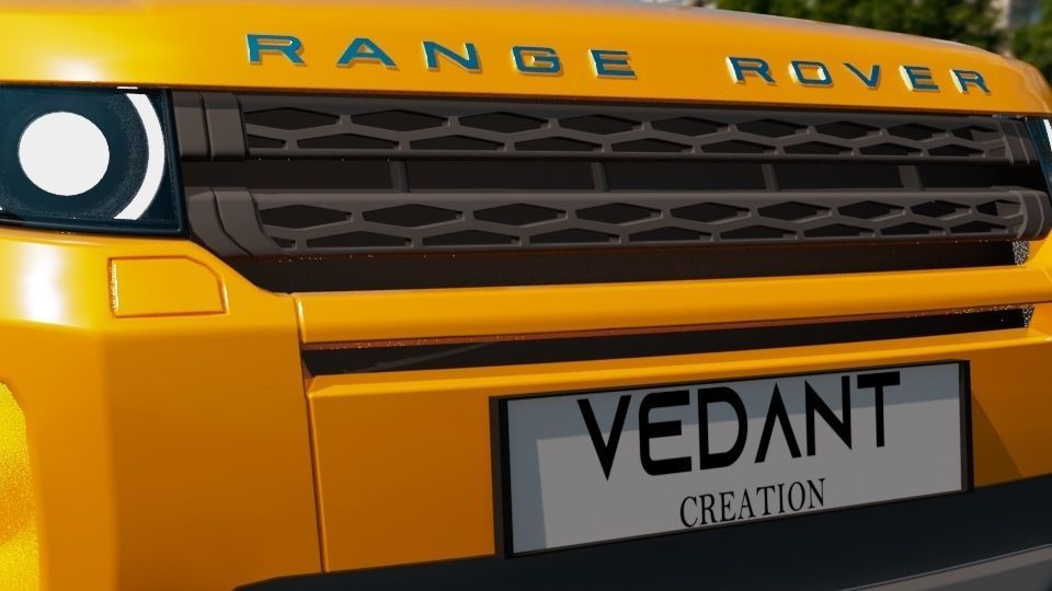 Yellow Range Rover Car  3D model_7