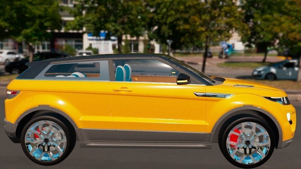 Yellow Range Rover Car  3D model_6