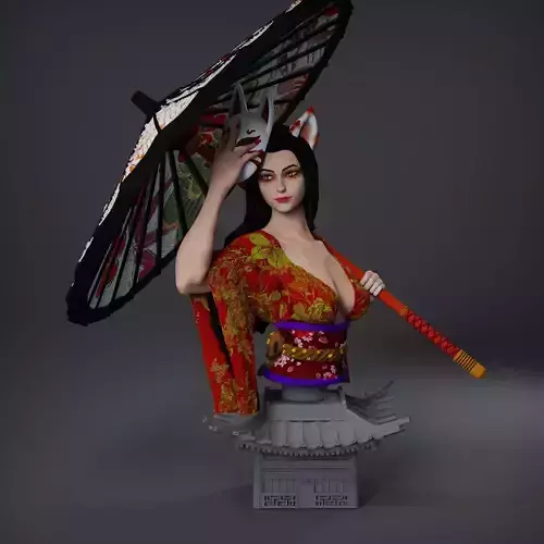 Kitsune BUST - The Asian Fox-Woman 3D print model