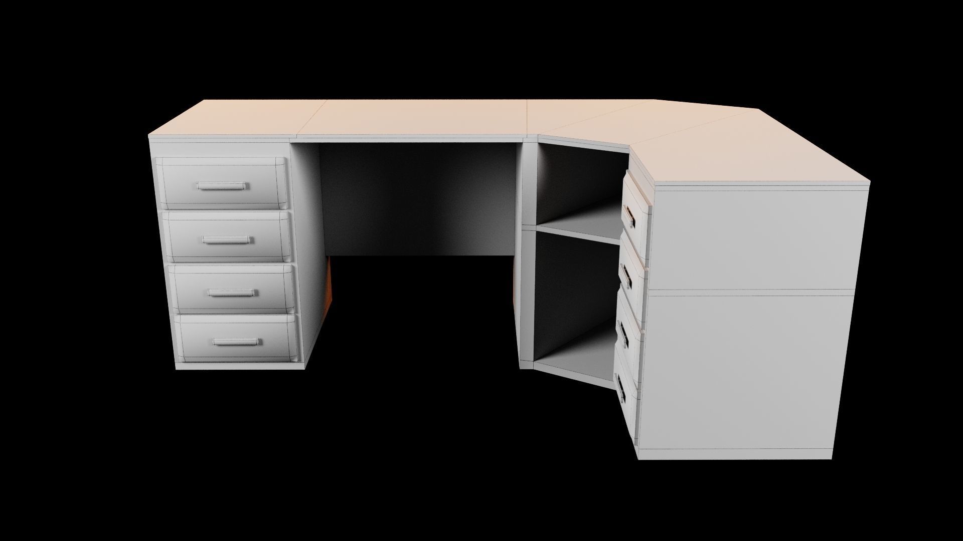 Computer Desk M02 3D model_4