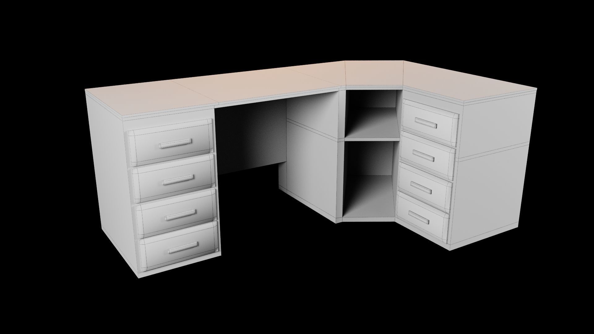 Computer Desk M02 3D model_3