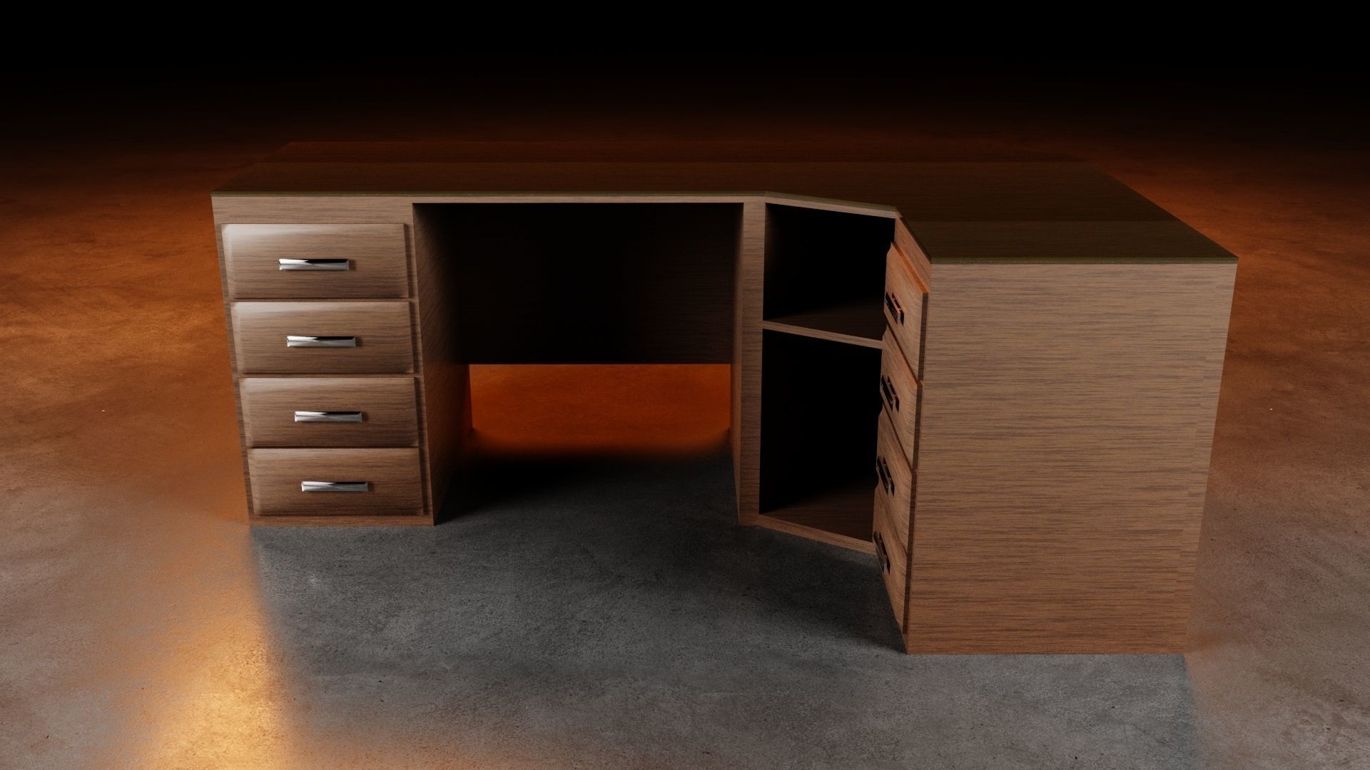 Computer Desk M02 3D model_1