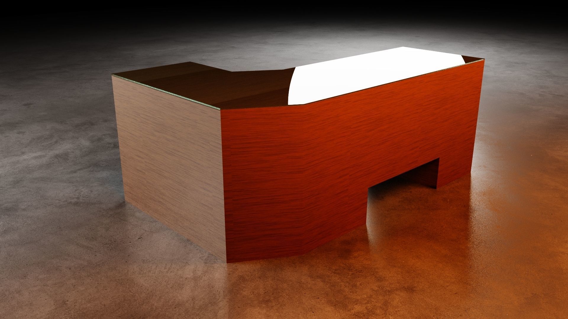Computer Desk M02 3D model_2