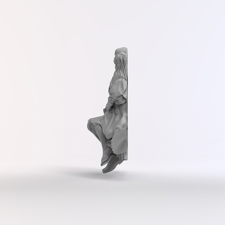 Romantic Couple Sitting on a Wooden Log 3D print model_1