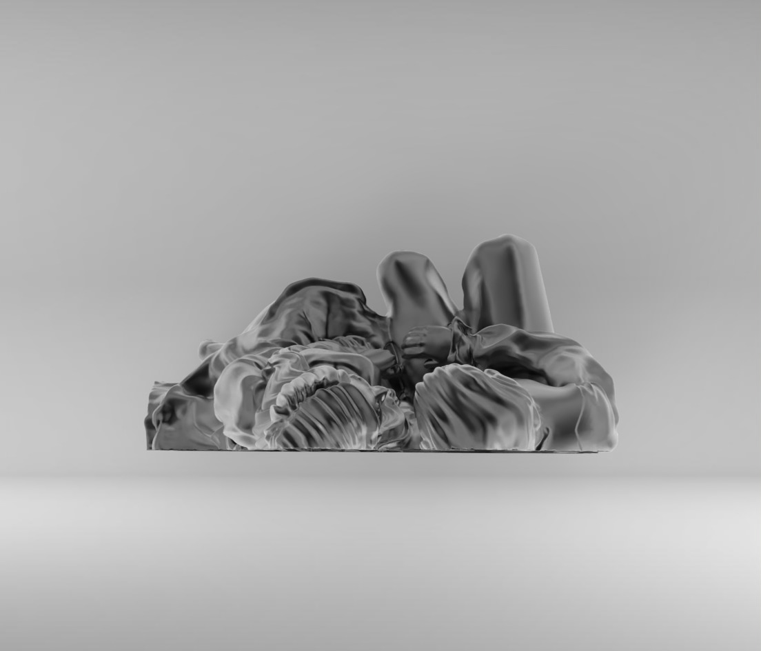 Romantic Couple Sitting on a Wooden Log 3D print model_6