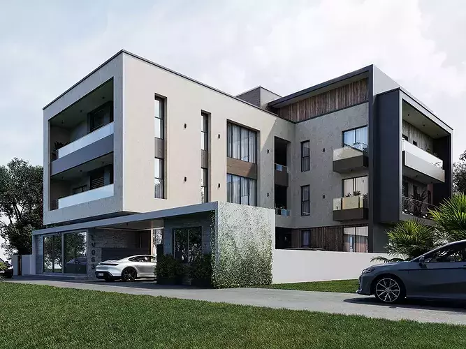 Residential apartment exterior 3d scene 3D model 5