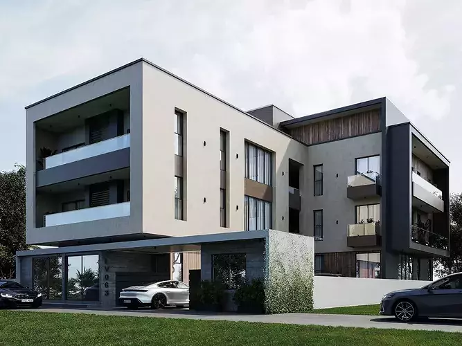 Residential apartment exterior 3d scene 3D model 3