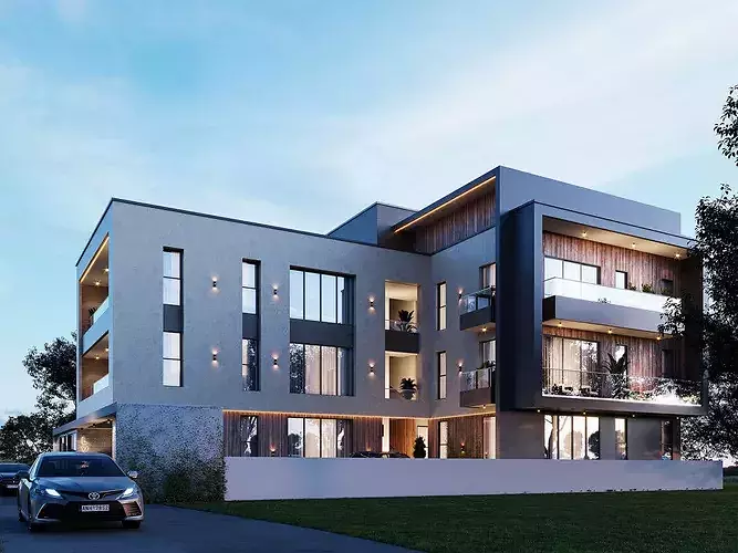 Residential apartment exterior 3d scene 3D model 4