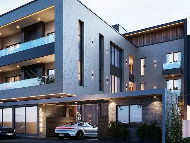 Residential apartment exterior 3d scene 3D model 7