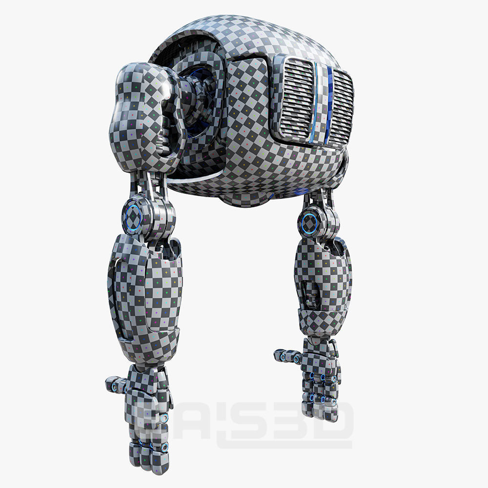 Cute Space Robot Rigged H-72 Yellow 3D model_18