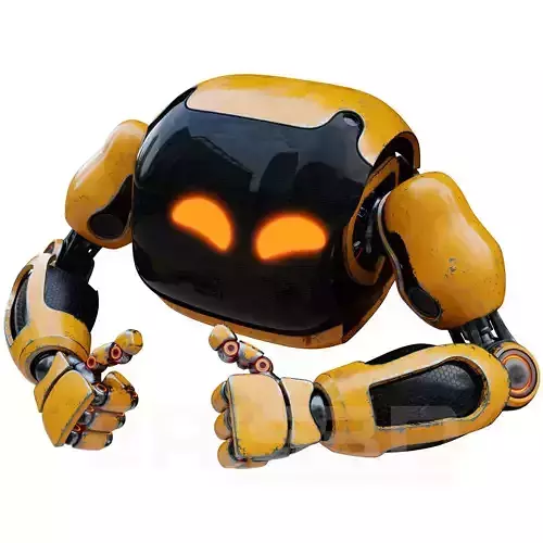 Cute Space Robot Rigged H-72 Yellow 3D model