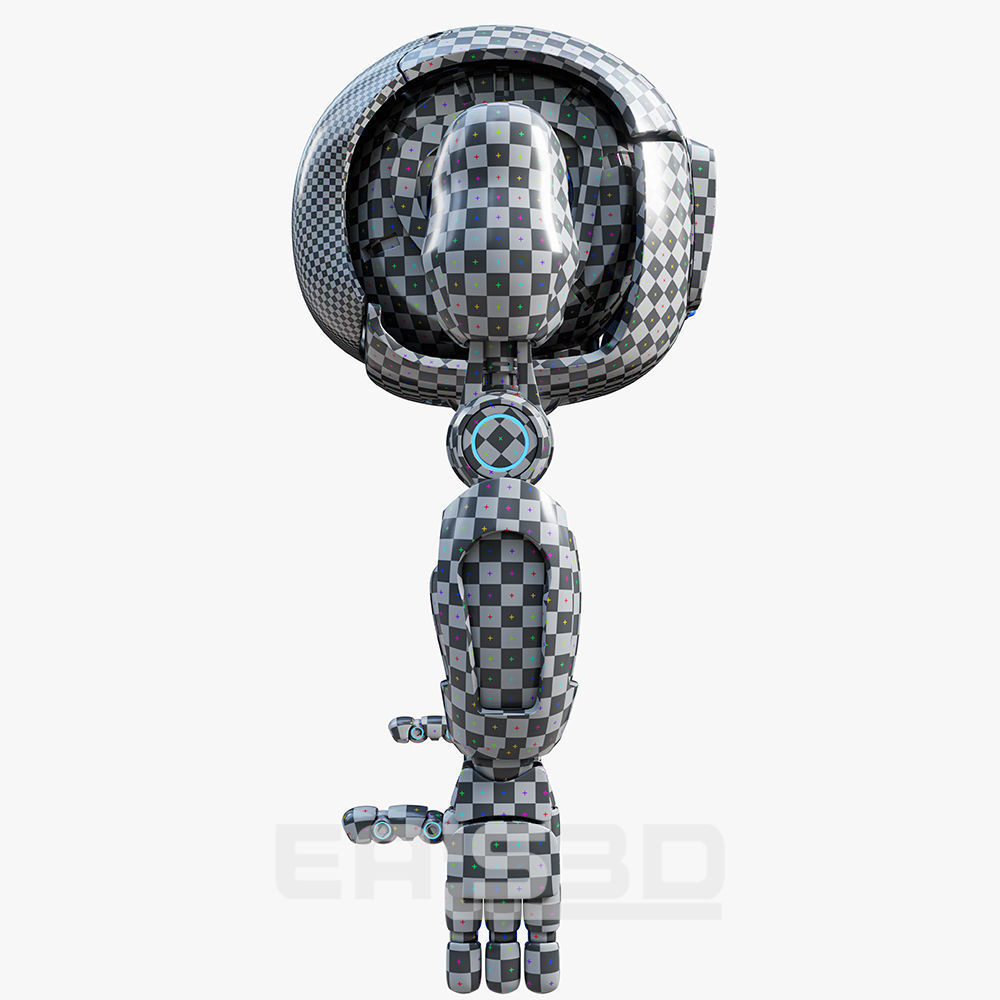 Cute Space Robot Rigged H-72 Yellow 3D model_17