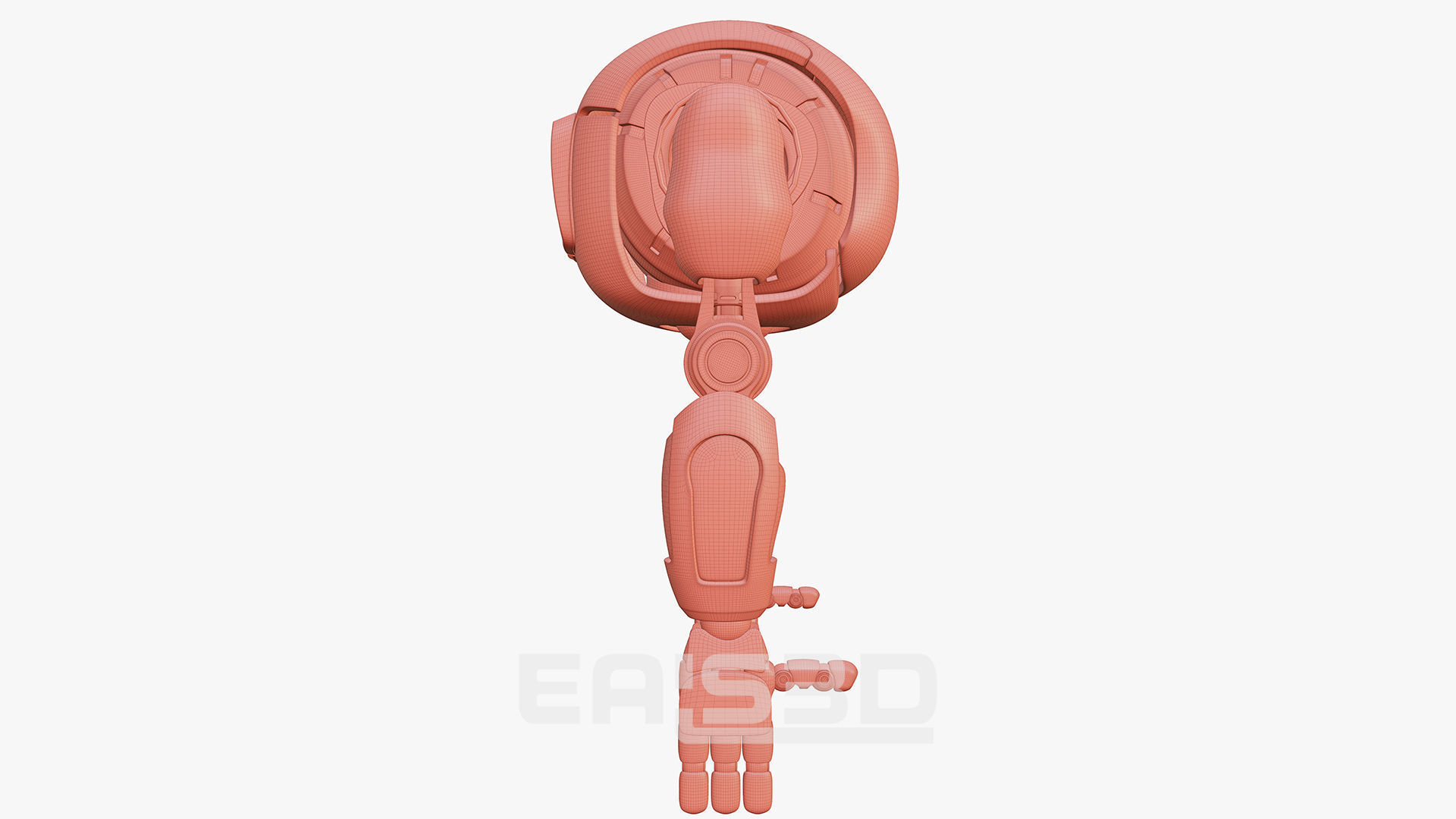 Cute Space Robot Rigged H-72 Yellow 3D model_29
