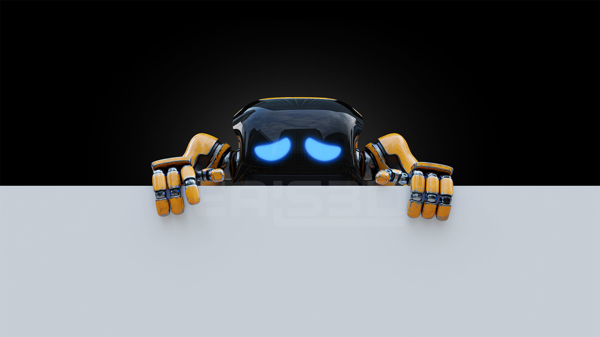 Cute Space Robot Rigged H-72 Yellow 3D model_4