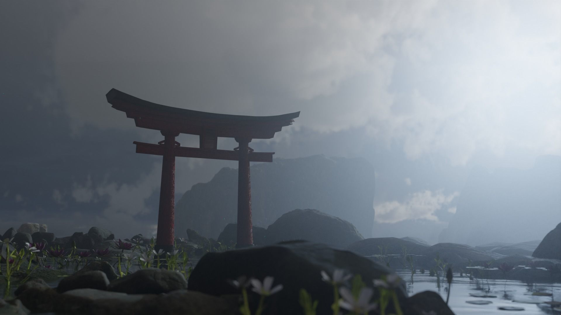 Japanese Torii gate 3D model Low-poly 3D model_2