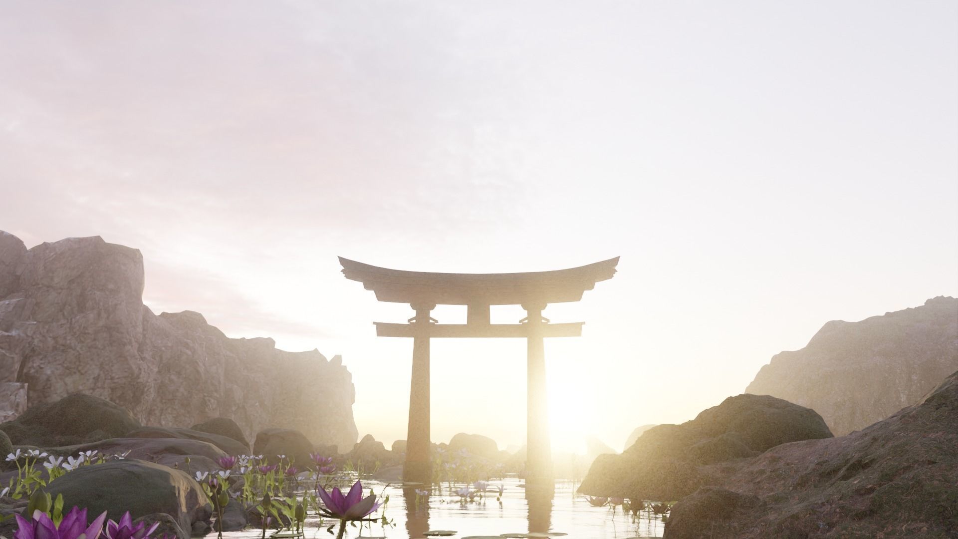 Japanese Torii gate 3D model Low-poly 3D model_1