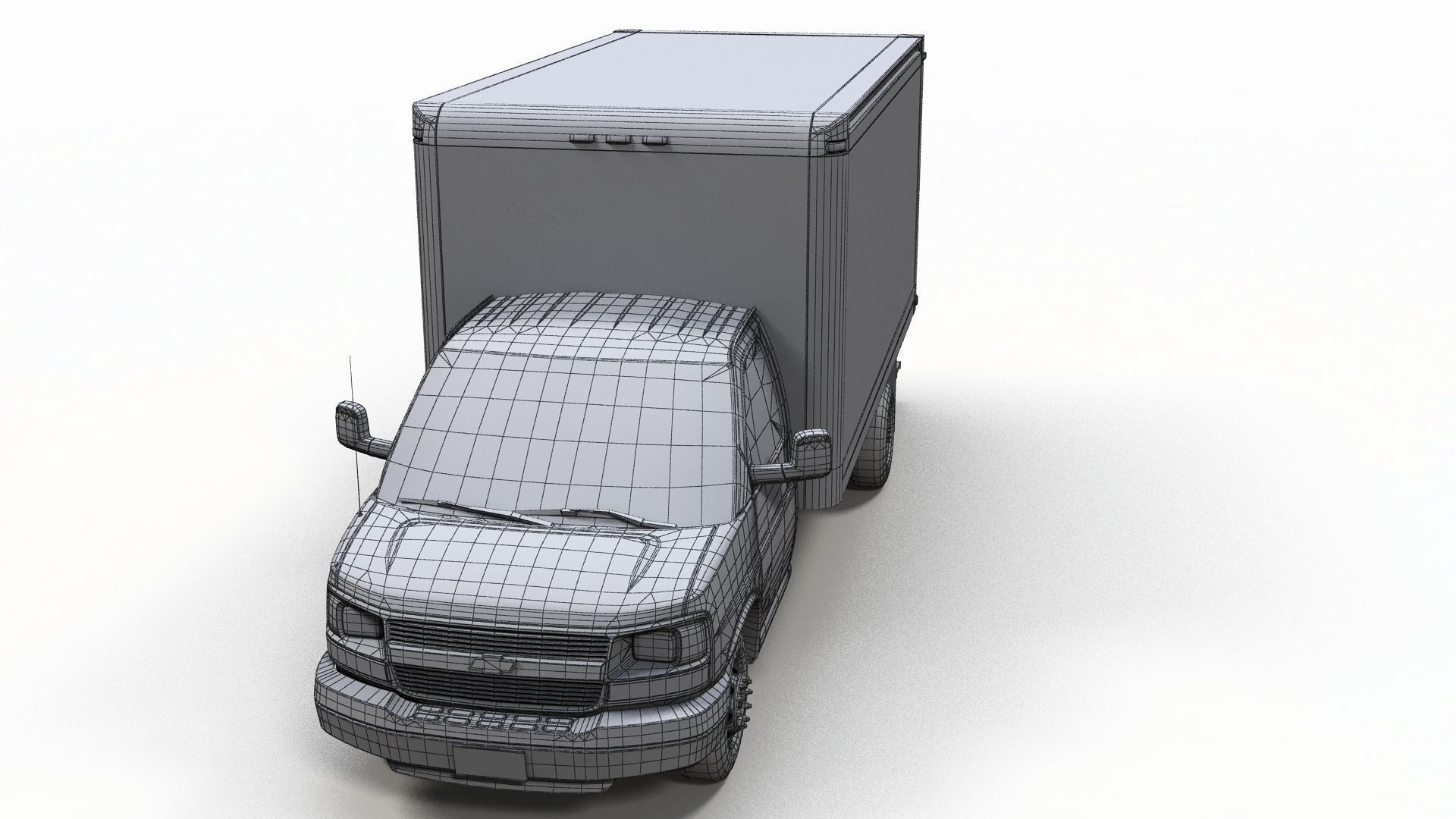 Express box truck Low-poly 3D model_14
