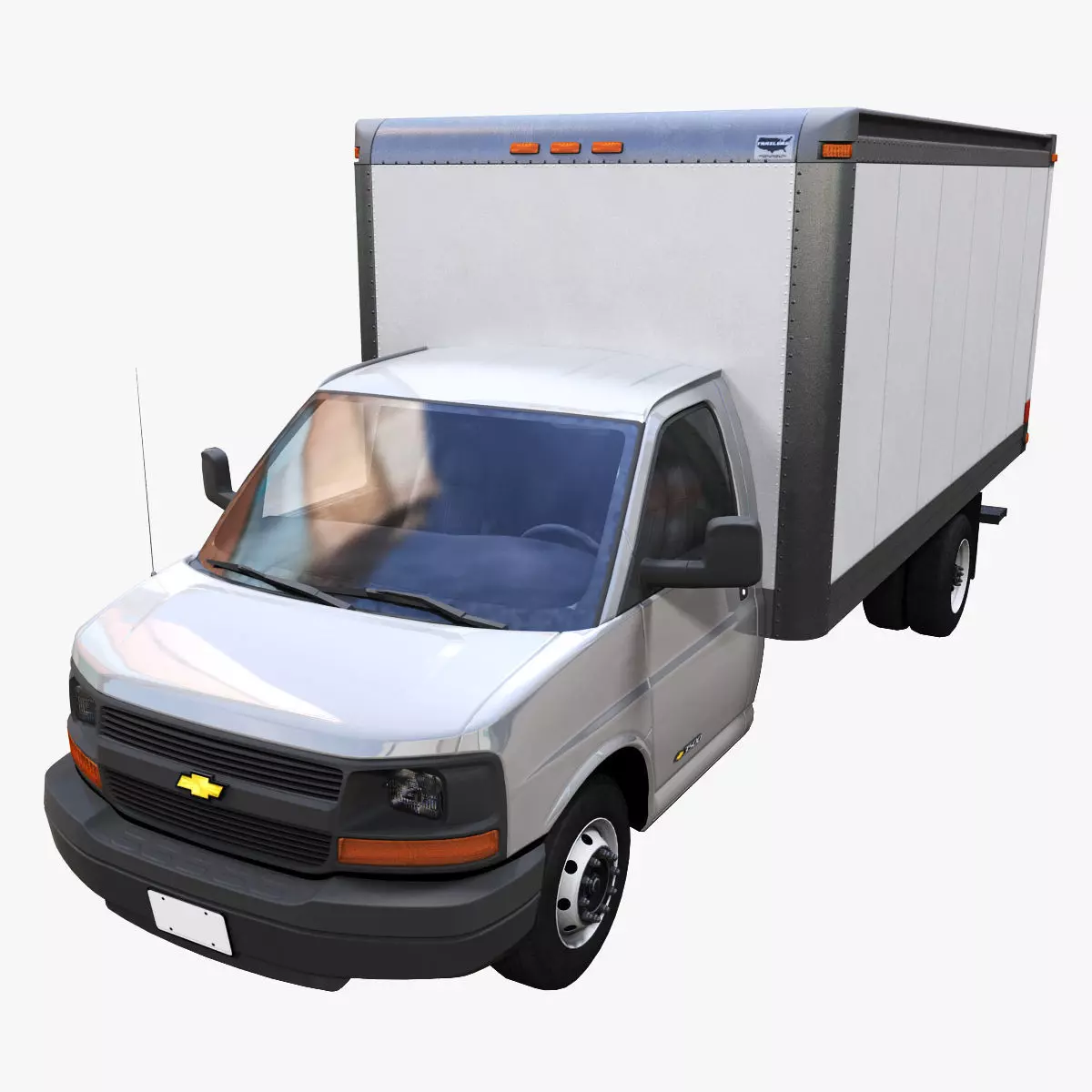 Express box truck Low-poly 3D model_0