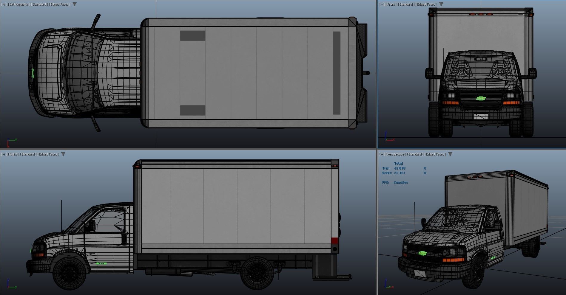 Express box truck Low-poly 3D model_21