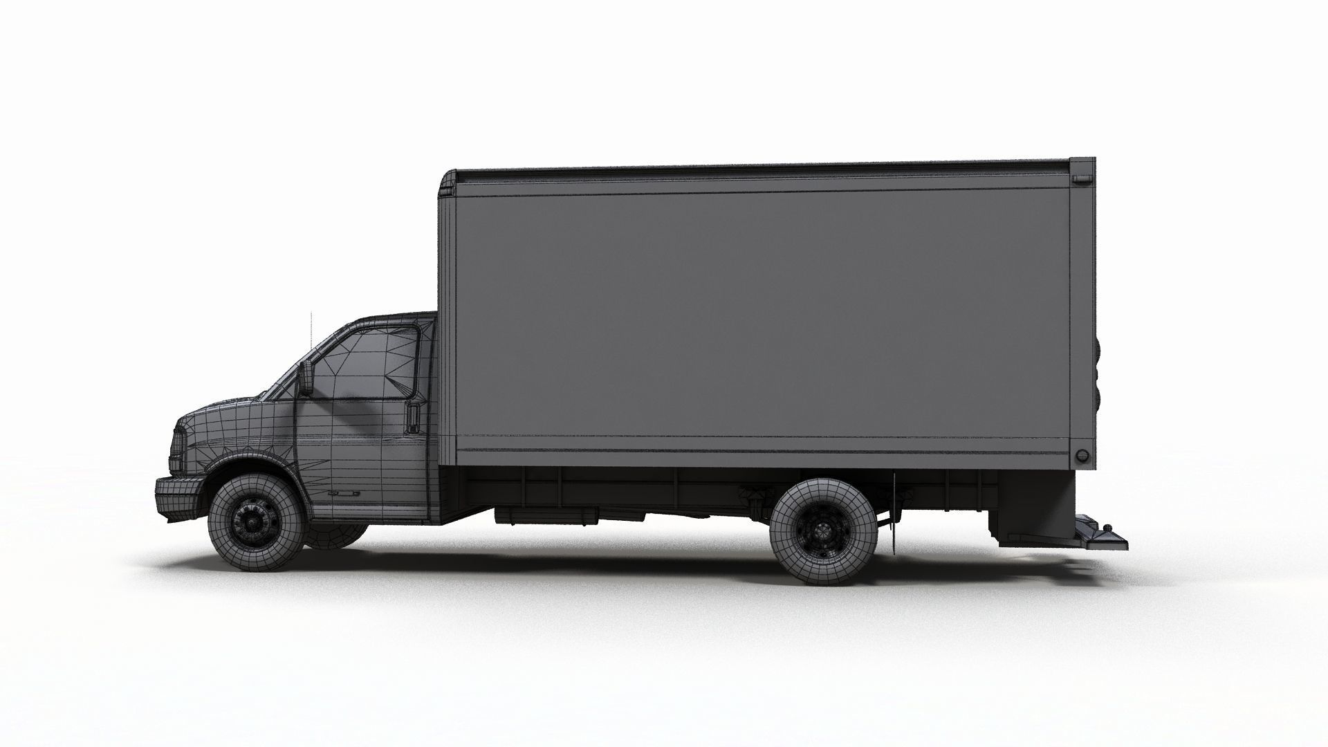 Express box truck Low-poly 3D model_12