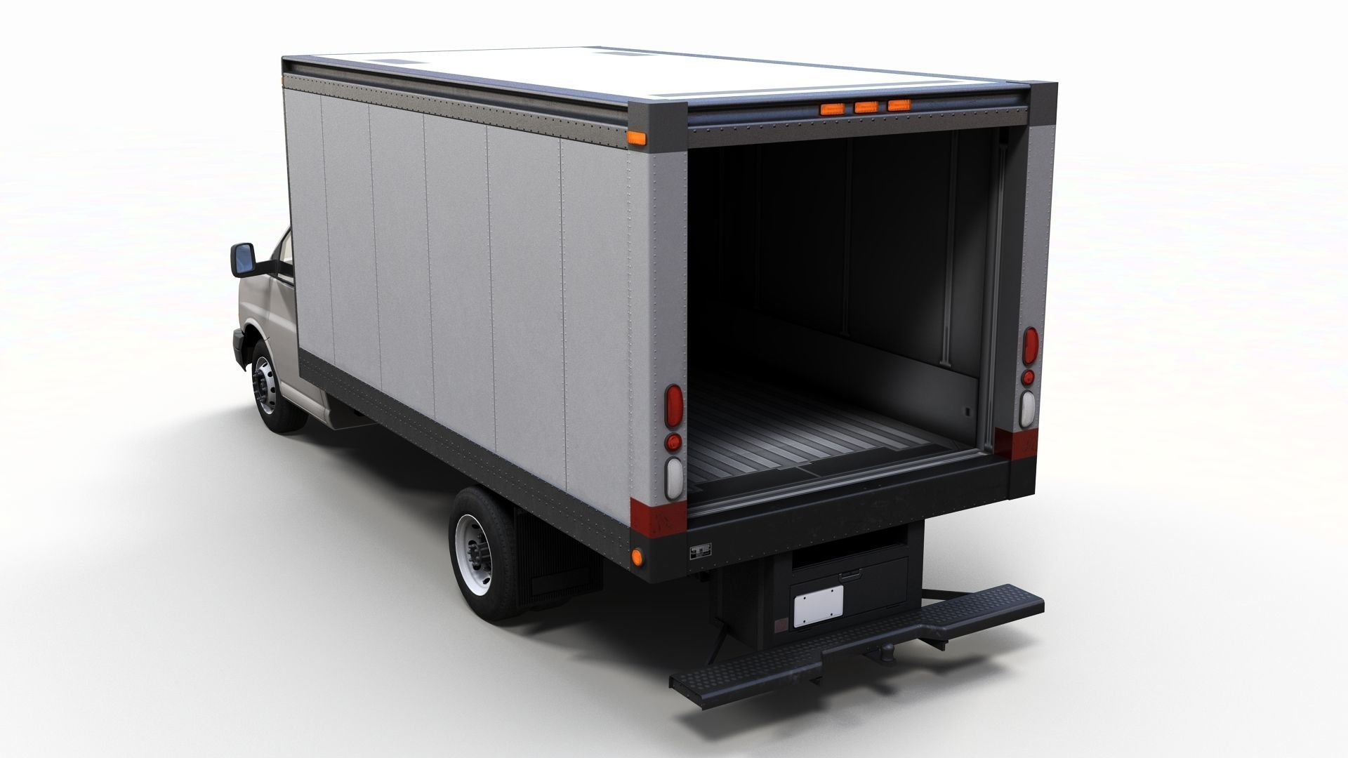Express box truck Low-poly 3D model_1