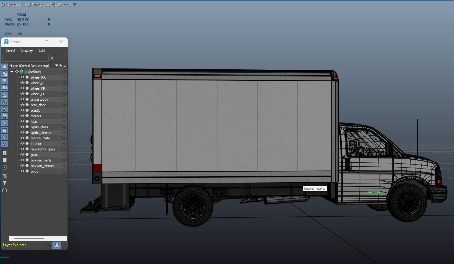 Express box truck Low-poly 3D model_19